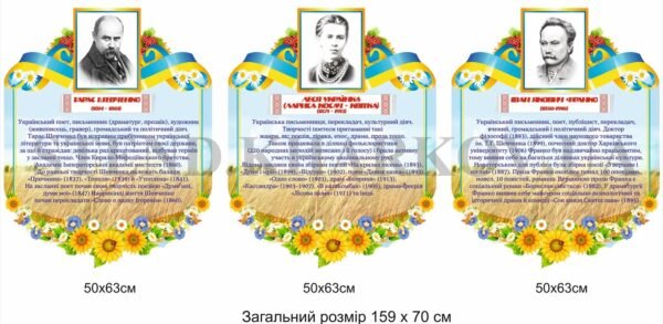 Комплект стендів з видатними письменниками України