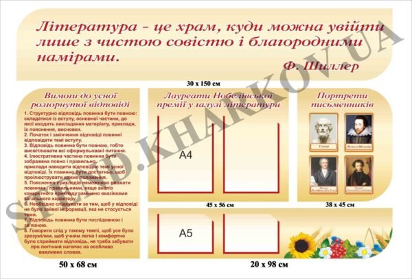 Стенди для кабінету зарубіжної літератури