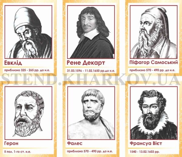 Портрети математиків на пластику