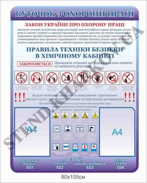 Куточок з охорони праці для кабінету хімії