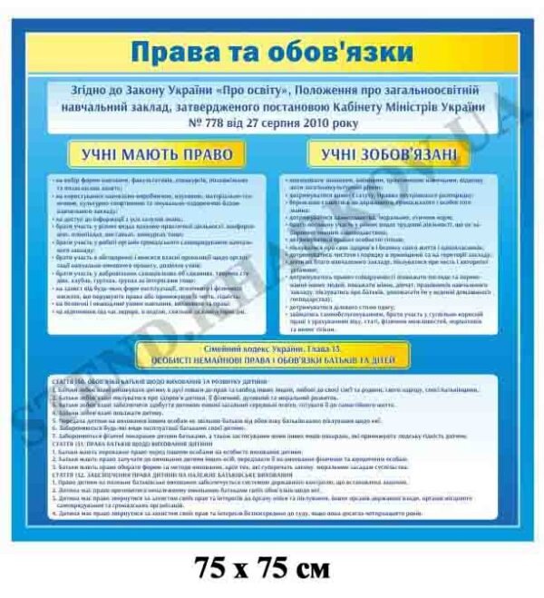 Стенд “Права та обов’язки учнів”