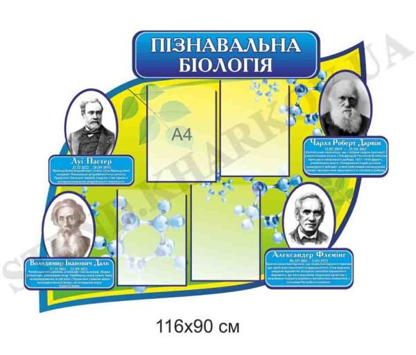 Стенд з кишенями в кабінет біології