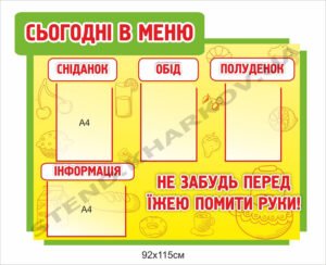Стенд у їдальню “Сьогодні в меню”