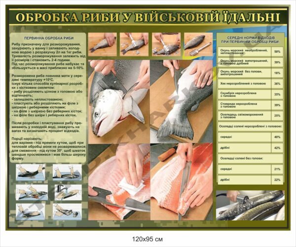 Стенд “Обробка риби у військовій їдальні”