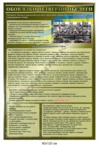 Стенд для військових "Обов`язки четвертої обслуги”
