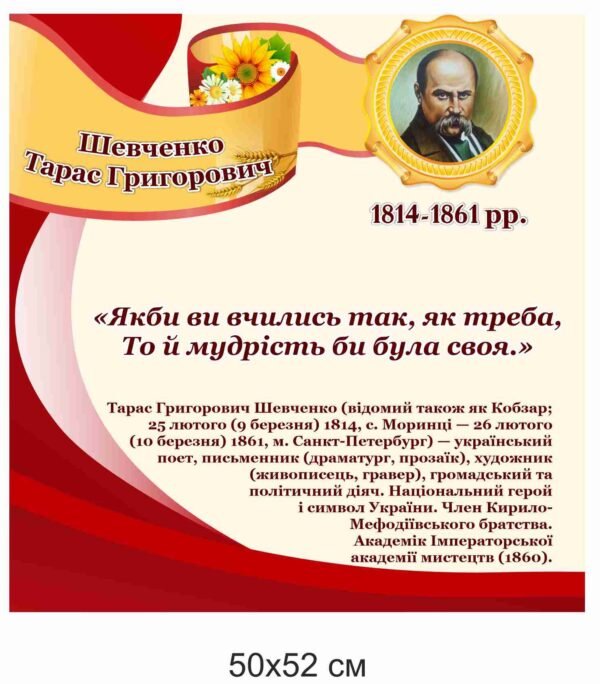 Тарас Шевченко. Стенд з української літератури