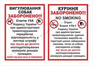 Комплект заборонних табличок