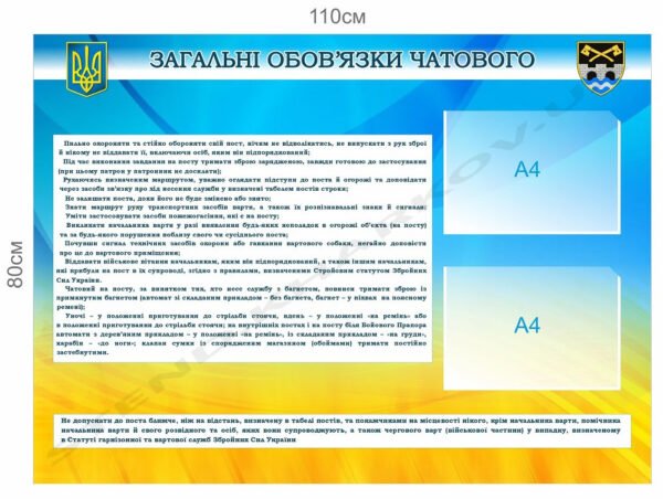 Загальні обов’язки чатового – стенд для військових