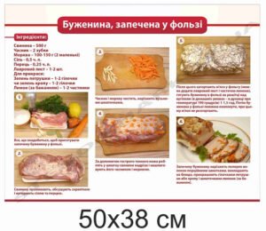 Стенд для кухаря з рецептом буженини