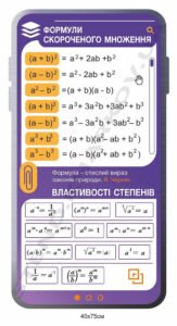 Стенд "Формули скороченого множення. Властивості степенів"