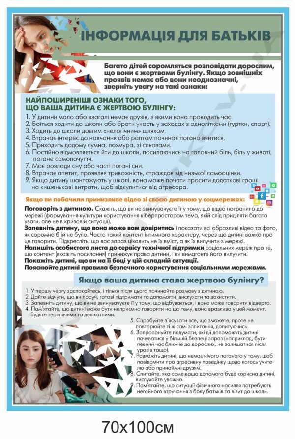 Стенд про булінг “Інформація для батьків”