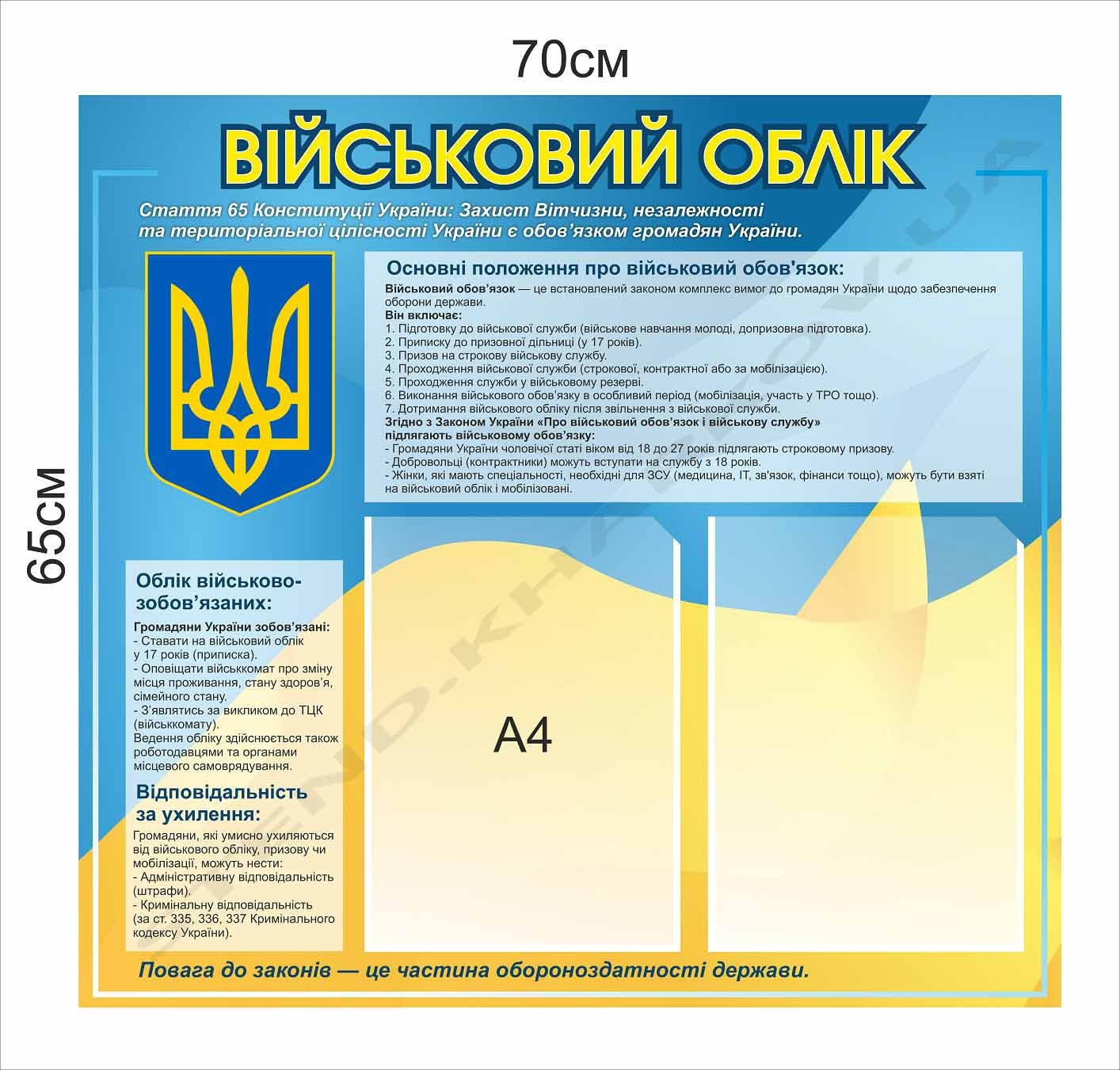 Стенд "Військовий облік" для підприємства