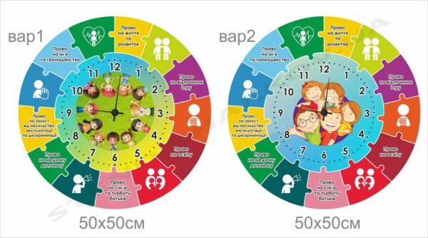 Стенд “Права дитини” з годинниковим механізмом