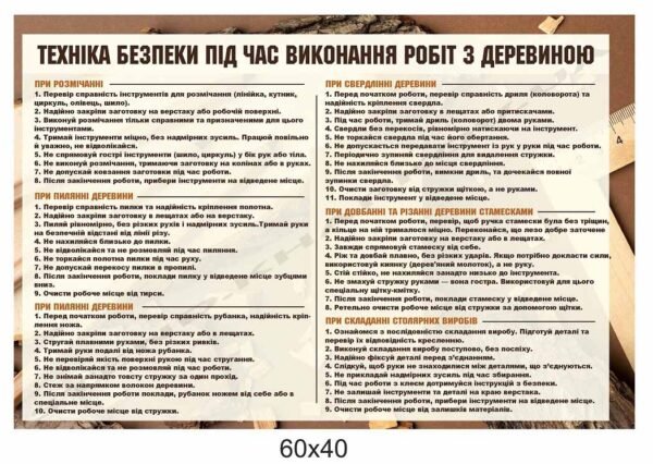 Стенд “Техніка безпеки при роботі з деревиною”