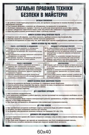 Стенд “Правила безпеки в майстерні”