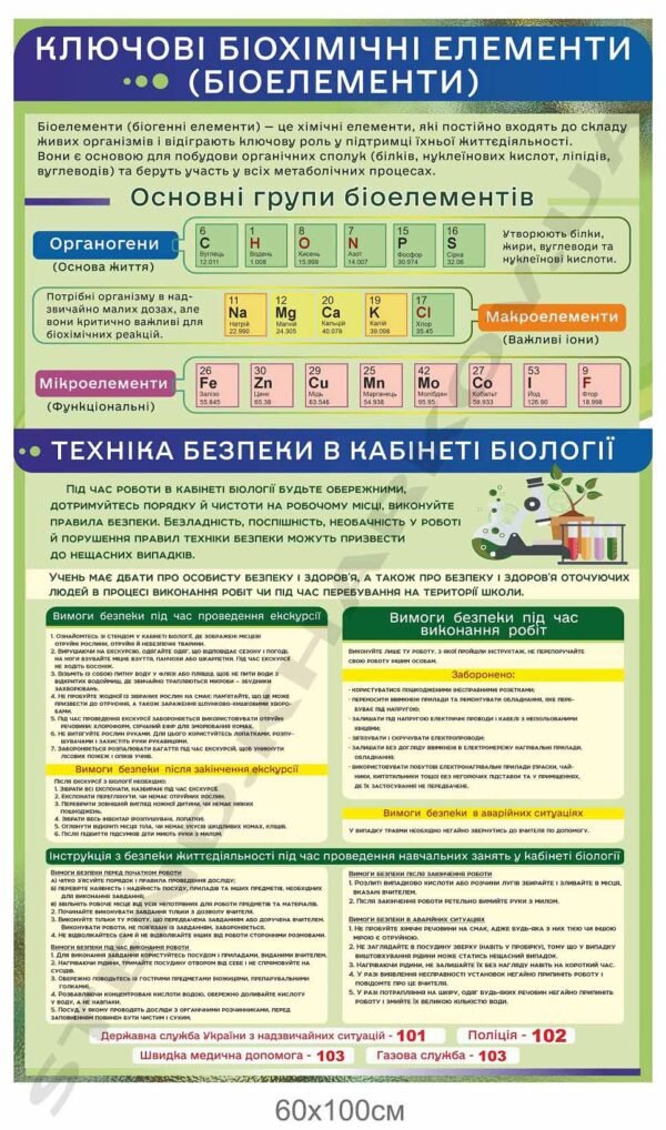 Стенд з правилами безпеки в кабінеті біології