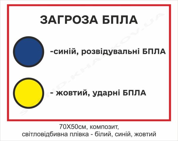 Табличка світловідбивна “Загроза БПЛА”